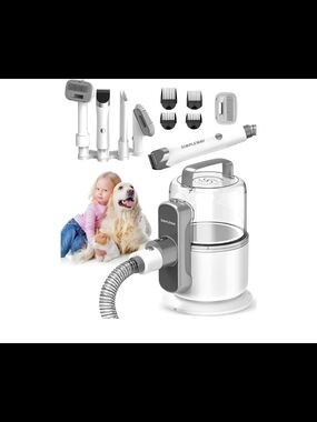 SIMPLEWAY Pet Grooming Vacuum Kit - White & Gray